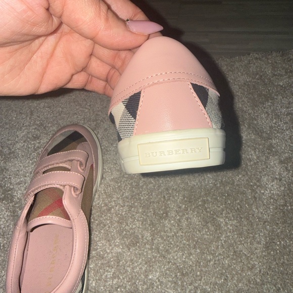 Burberry Kids Pink and Plaid Sneakers